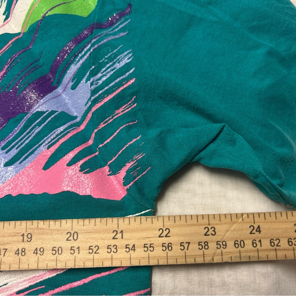 Vtg Abstract Sparkle Paint Art T-Shirt Hanes USA Fifty Fifty Single Stitch Grail - Picture 4 of 7